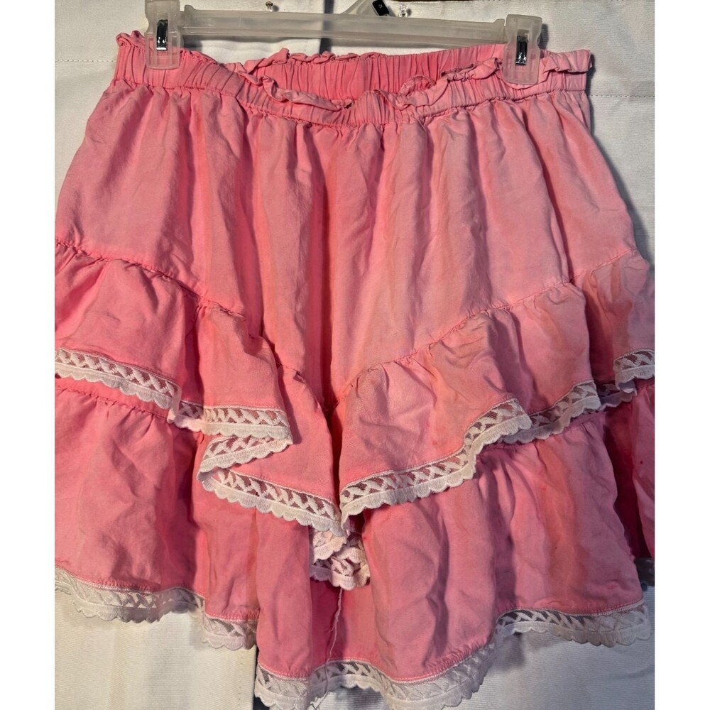 Coquette Pink Lace Ruffles Skirt Women's 2XL 2X Girlie Festival Boho Fairy Indie